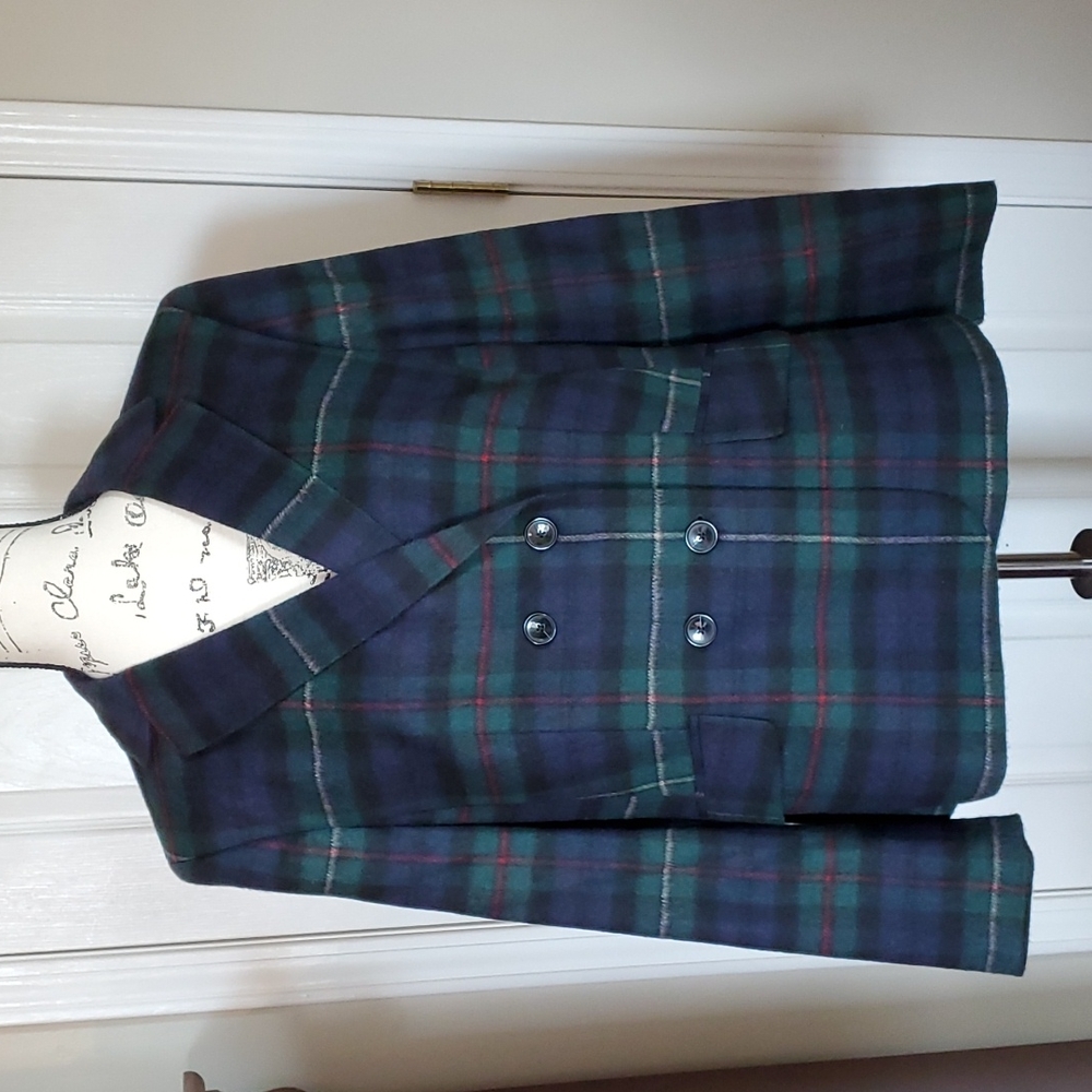 Talbots blue and green plaid blazer - Picture 1 of 12